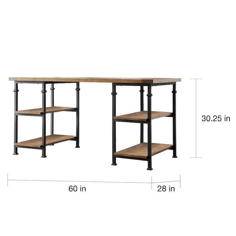 Myra Vintage Industrial Modern 3-piece Desk and 40-inch Bookcase Set by iNSPIRE Q Classic