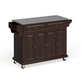 Crosley Full Size Granite Top Vintage Mahogany Kitchen Cart - 18d x 51.5w x 36h