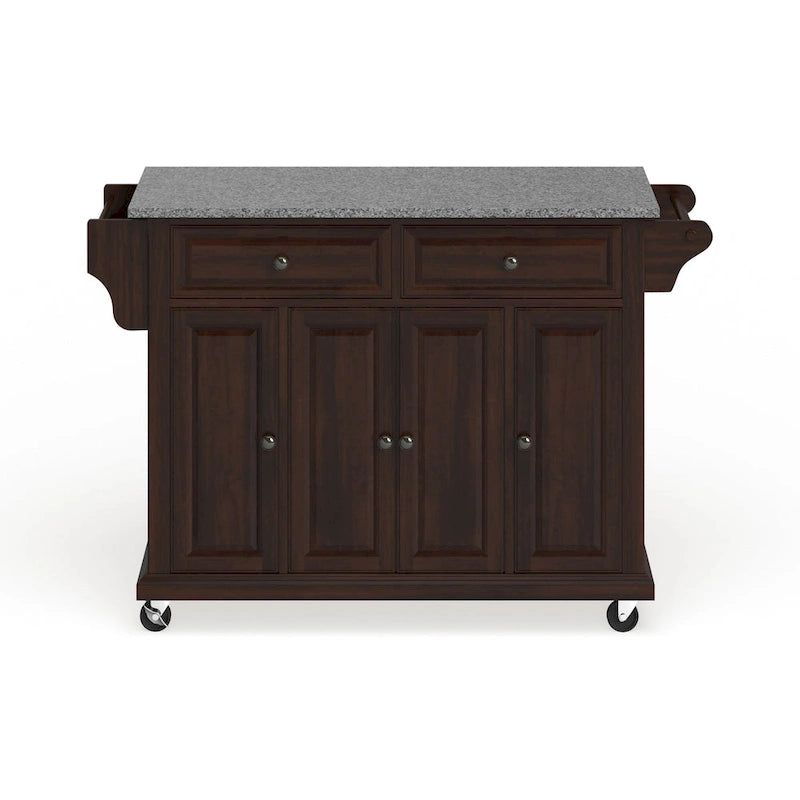 Crosley Full Size Granite Top Vintage Mahogany Kitchen Cart - 18d x 51.5w x 36h