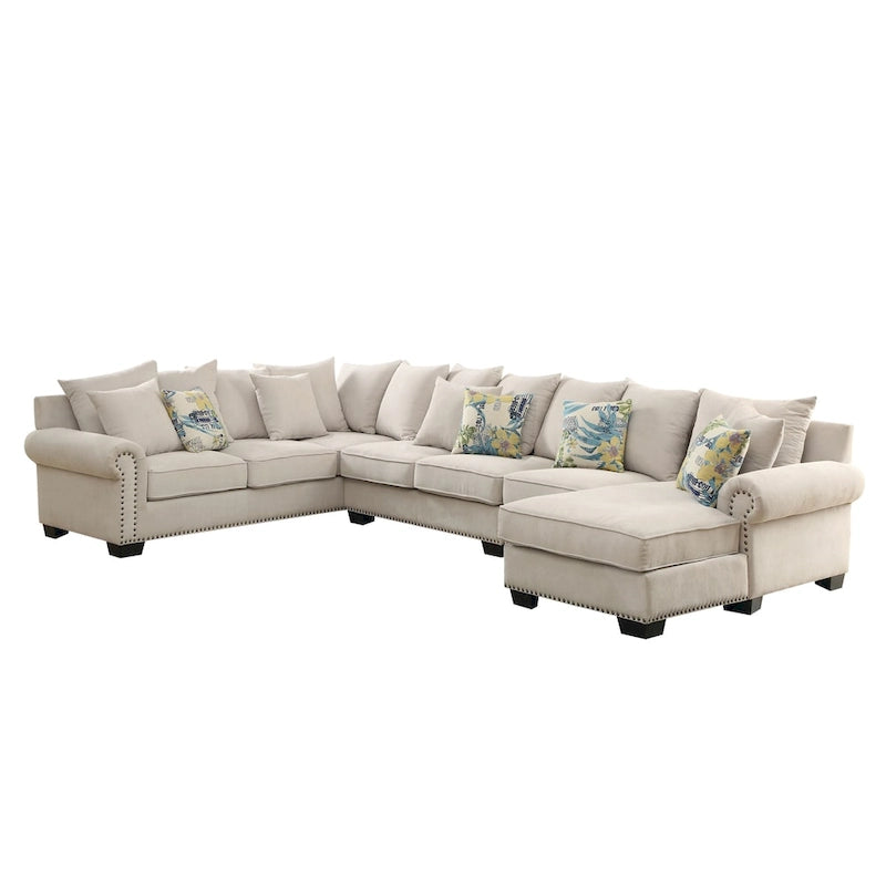 Riti Contemporary Beige Fabric Upholstered Sectional by Furniture of America