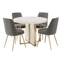 Saki 43 Wide Faux Marble Round Dining Table Set by iNSPIRE Q Modern