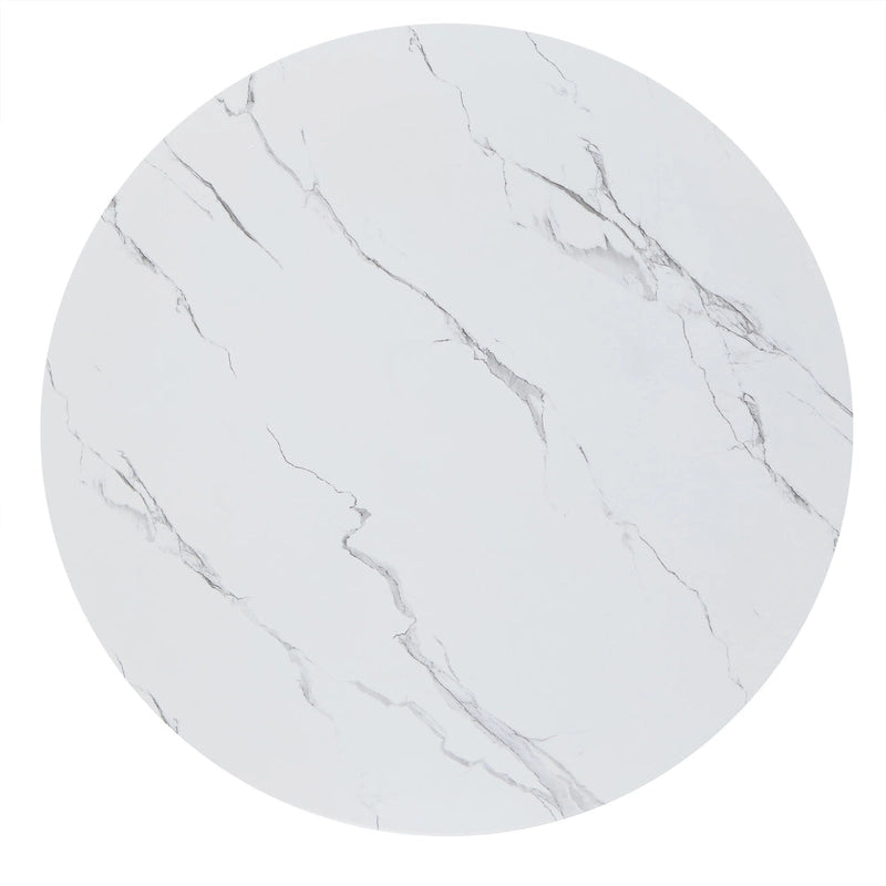 Saki 43 Wide Faux Marble Round Dining Table Set by iNSPIRE Q Modern