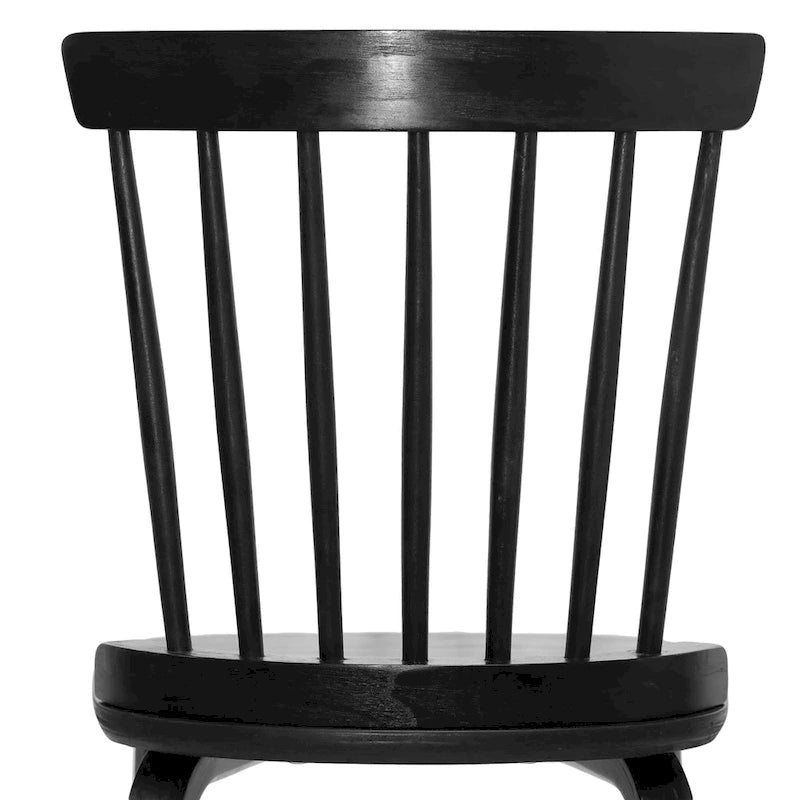 Farmhouse Spindle-back Windsor Dining Chairs with Bentwood Legs, Black - 33.5H x 17.72W x 19.7D