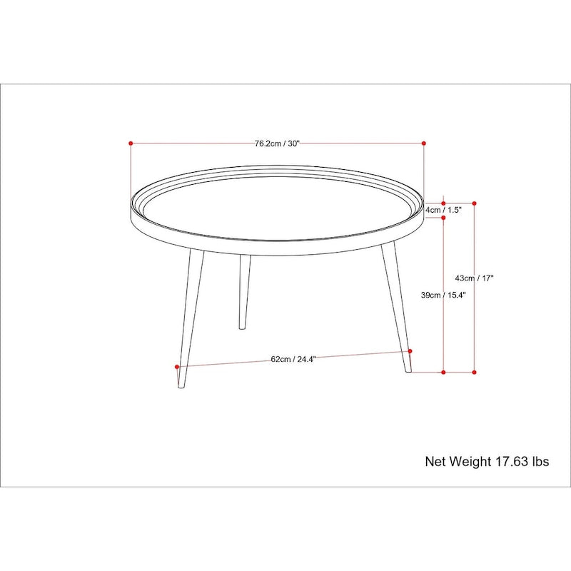 WYNDENHALL Joellla Modern Industrial Coffee Table in Cognac - 30 d x 30 w x 16 h