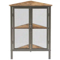 Industrial Triangle Corner Table with Dual Door and 3-tier Shelf Storage Cabinet