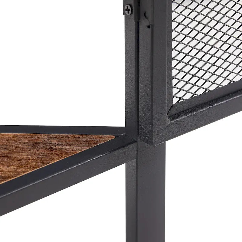Industrial Triangle Corner Table with Dual Door and 3-tier Shelf Storage Cabinet