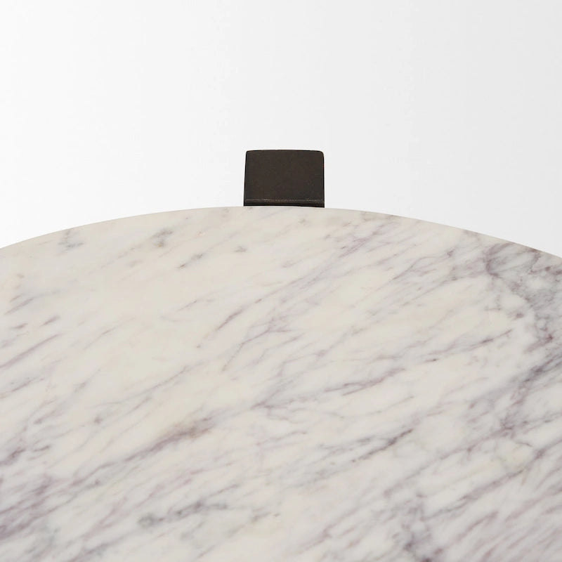 Bianca Dark Brown Wood w/ Marble Round Accent Table - 22.0L x 22.0W x 22.0H