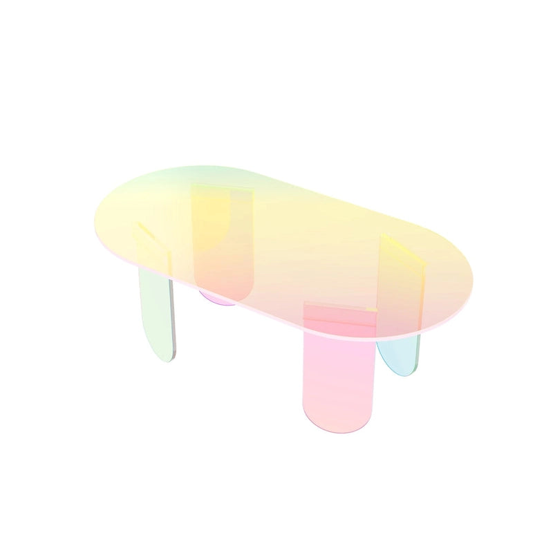 Acrylic Colorful Coffee Table Iridescent Glass End Table Side Table - 38x20x15