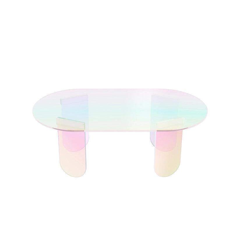 Acrylic Colorful Coffee Table Iridescent Glass End Table Side Table - 38x20x15