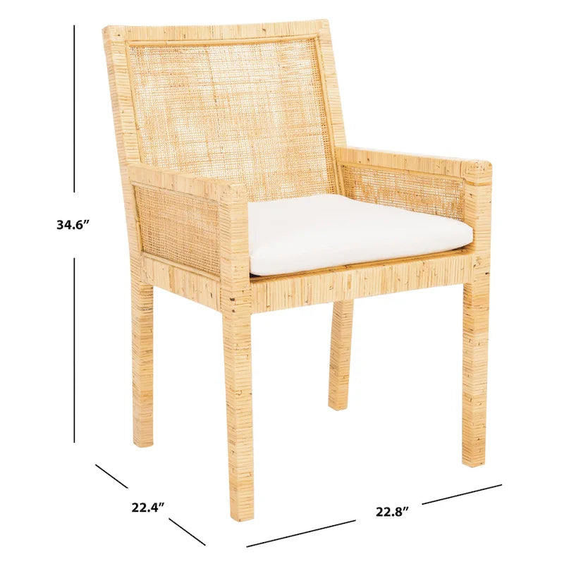 SAFAVIEH Almira Coastal Accent Chair with Cushion - 22.8 W x 22.4 L x 34.6 H - 23Wx22Dx35H