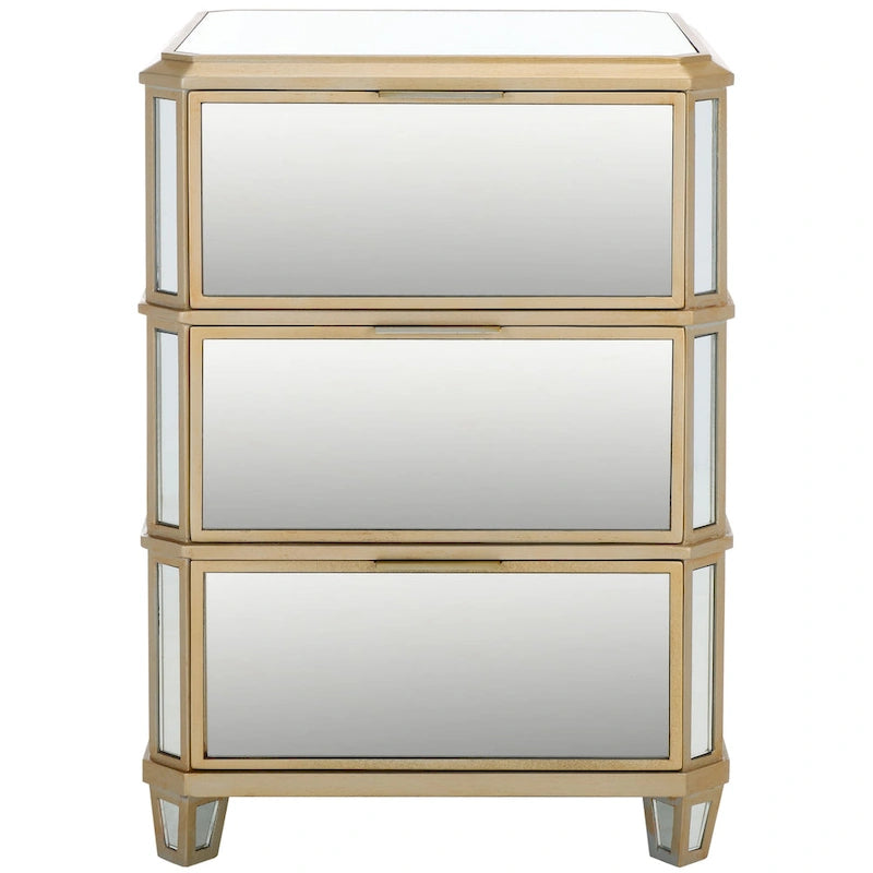 SAFAVIEH Miracle 3-Drawer Mirrored Nightstand