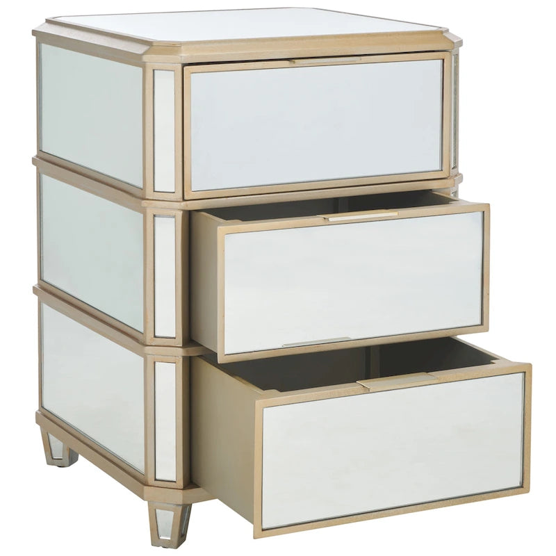 SAFAVIEH Miracle 3-Drawer Mirrored Nightstand