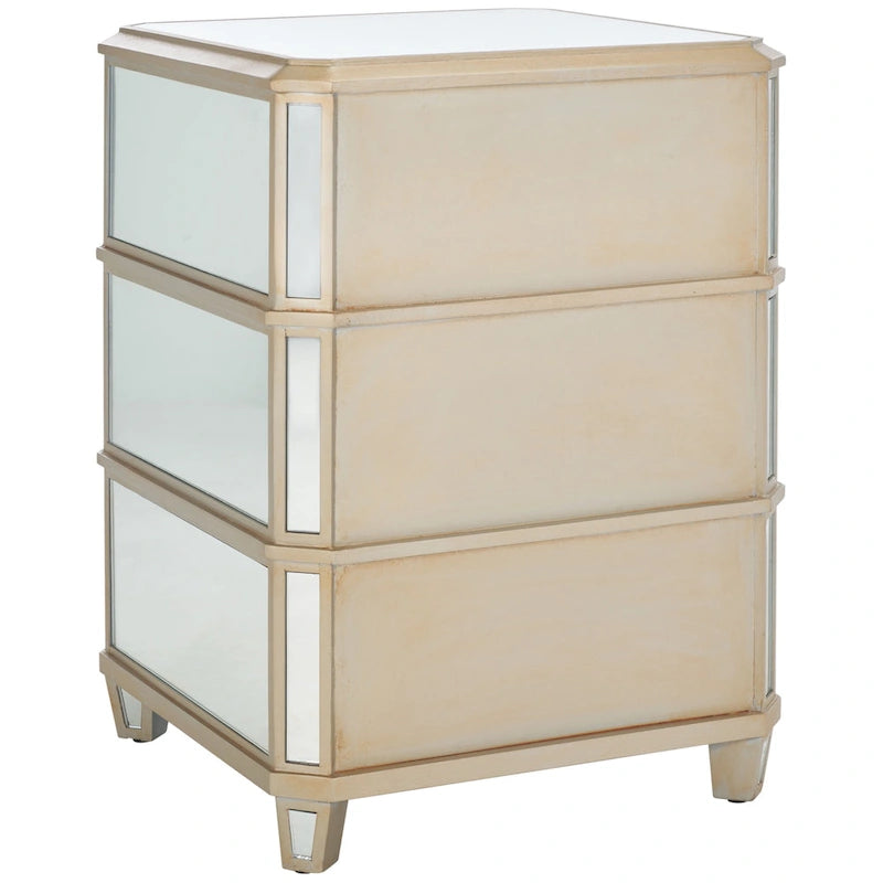 SAFAVIEH Miracle 3-Drawer Mirrored Nightstand