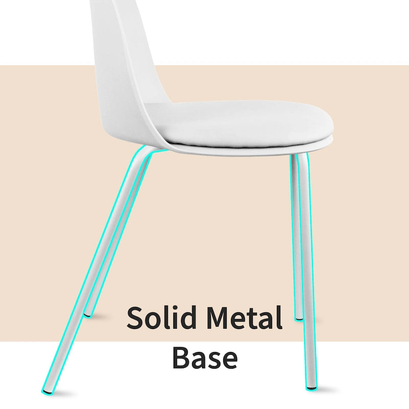 Set of 2 Plastic Eiffel Molded Shell Retro Dining Chairs Accent For Living Room Kitchen Chrome Desk Designer Office