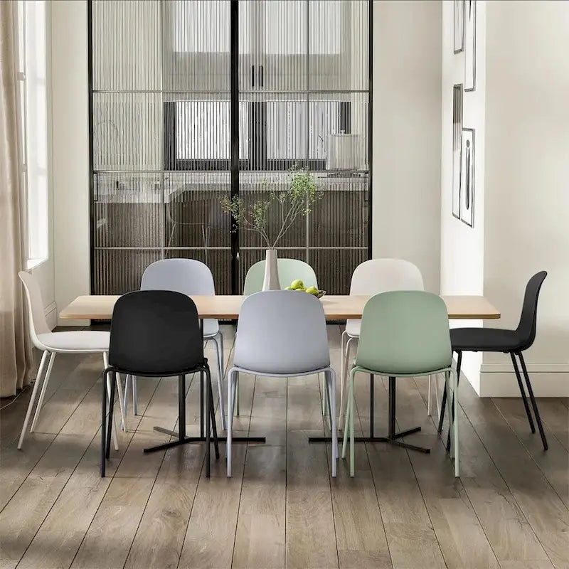Set of 2 Plastic Eiffel Molded Shell Retro Dining Chairs Accent For Living Room Kitchen Chrome Desk Designer Office