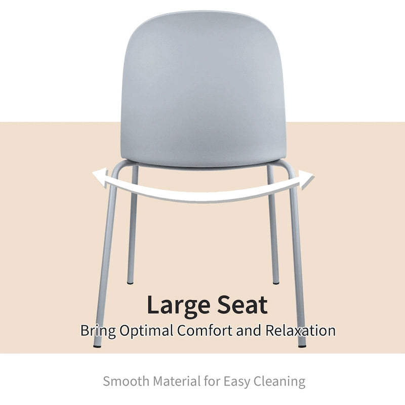 Set of 2 Plastic Eiffel Molded Shell Retro Dining Chairs Accent For Living Room Kitchen Chrome Desk Designer Office