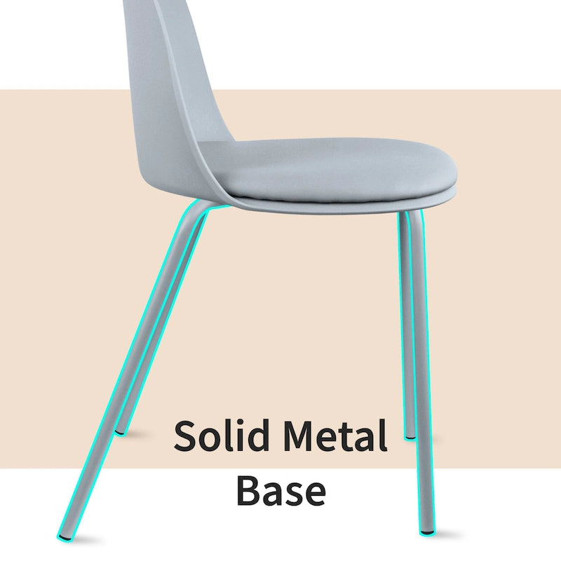 Set of 2 Plastic Eiffel Molded Shell Retro Dining Chairs Accent For Living Room Kitchen Chrome Desk Designer Office