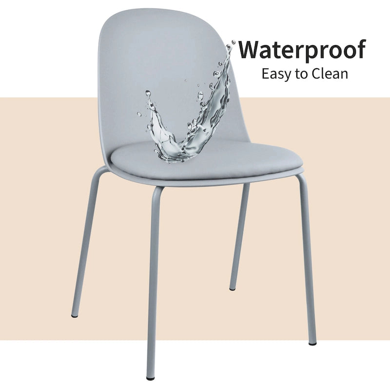 Set of 2 Plastic Eiffel Molded Shell Retro Dining Chairs Accent For Living Room Kitchen Chrome Desk Designer Office