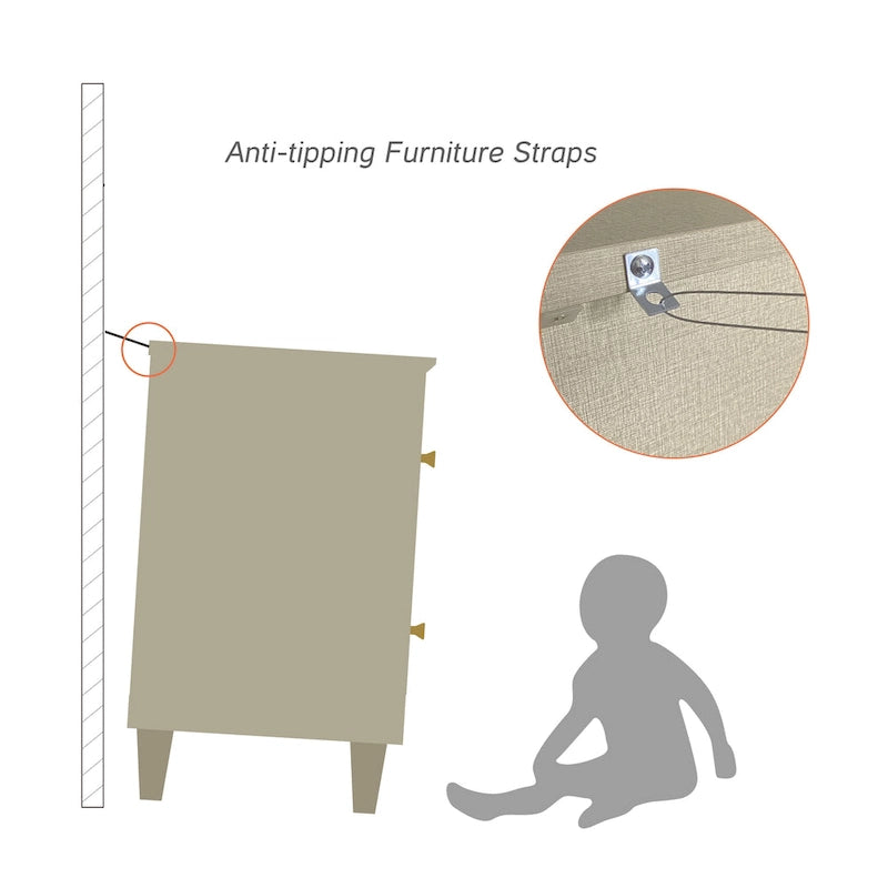 WAMPAT End Table with Charging Station and 2 Drawer for Living Room