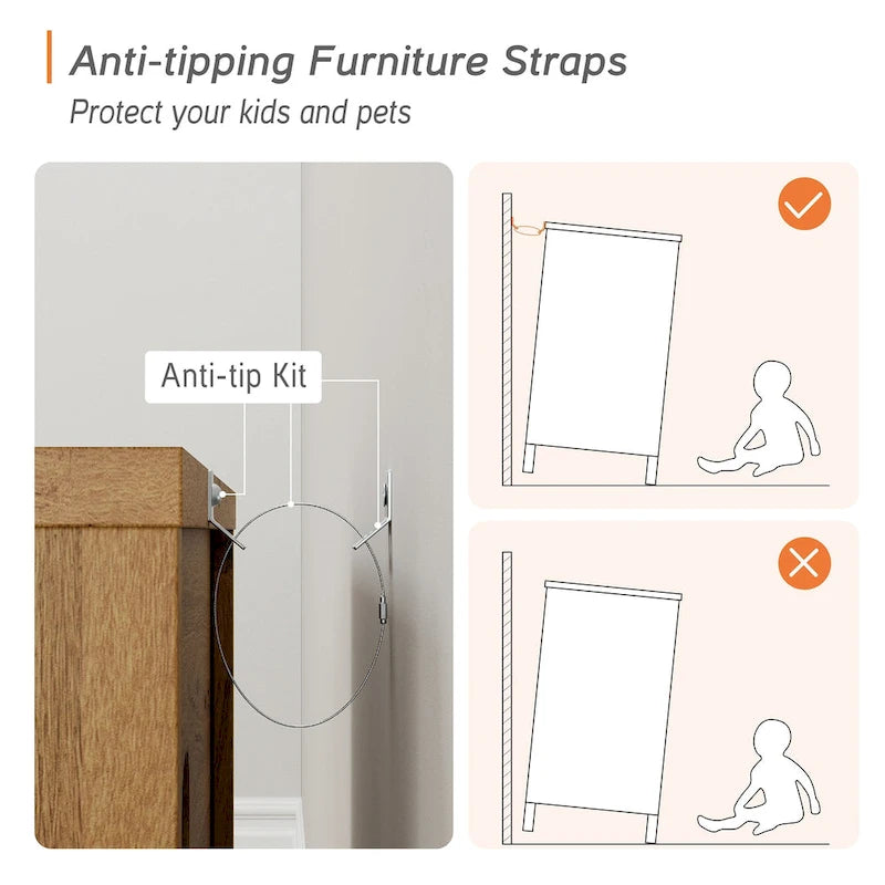 WAMPAT End Table with Charging Station and 2 Drawer for Living Room