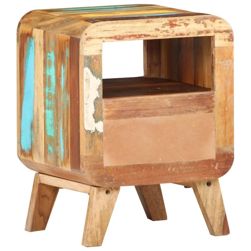 vidaXL Cabinet Nightstand Side End Table with Solid Wood Legs for Bedroom - 11.8 x 11.8 x 16.1