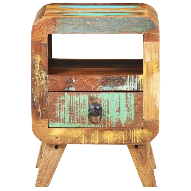 vidaXL Cabinet Nightstand Side End Table with Solid Wood Legs for Bedroom - 11.8 x 11.8 x 16.1