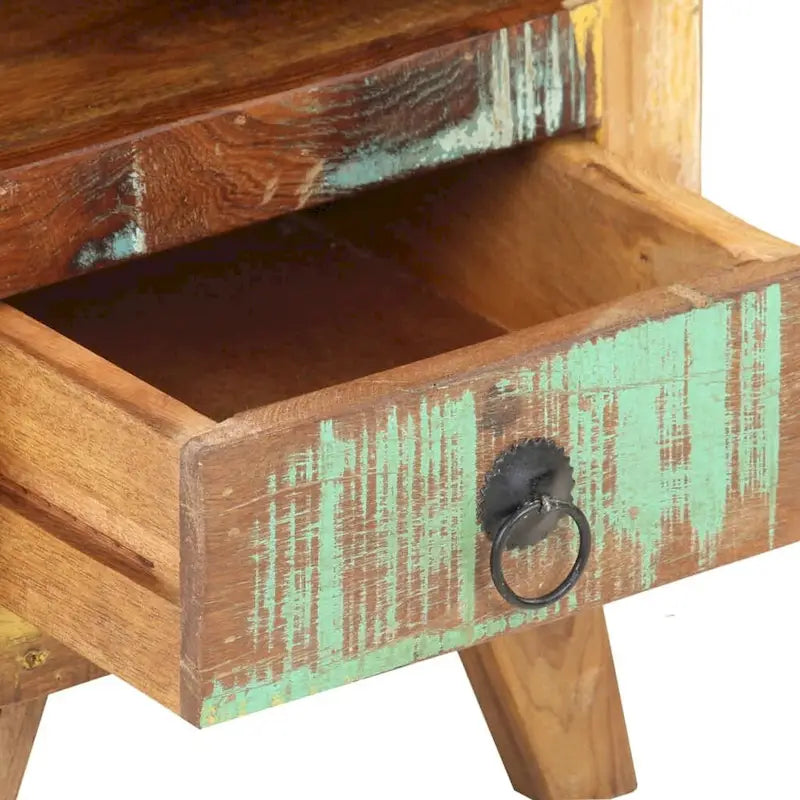 vidaXL Cabinet Nightstand Side End Table with Solid Wood Legs for Bedroom - 11.8 x 11.8 x 16.1
