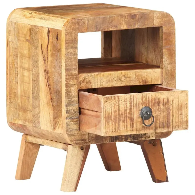 vidaXL Cabinet Nightstand Side End Table with Solid Wood Legs for Bedroom - 11.8 x 11.8 x 16.1