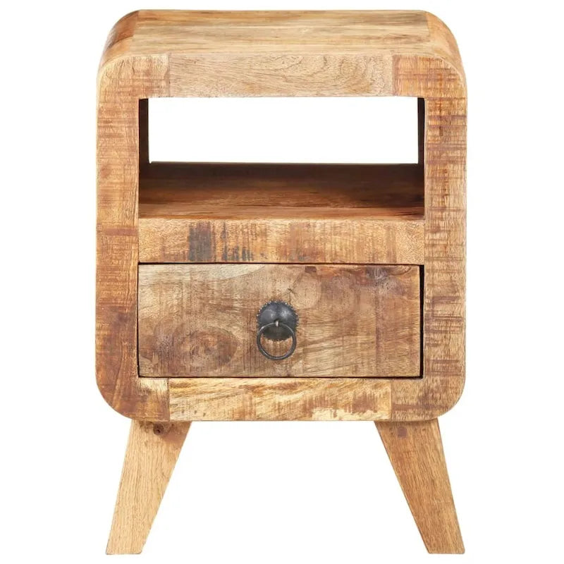 vidaXL Cabinet Nightstand Side End Table with Solid Wood Legs for Bedroom - 11.8 x 11.8 x 16.1
