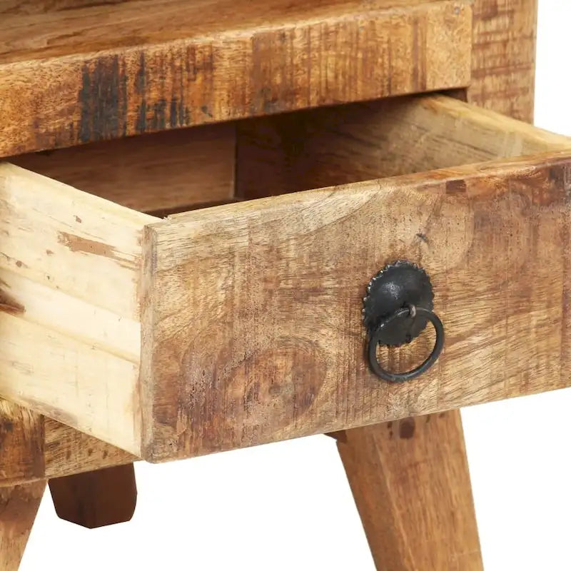 vidaXL Cabinet Nightstand Side End Table with Solid Wood Legs for Bedroom - 11.8 x 11.8 x 16.1