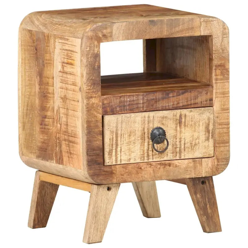 vidaXL Cabinet Nightstand Side End Table with Solid Wood Legs for Bedroom - 11.8 x 11.8 x 16.1
