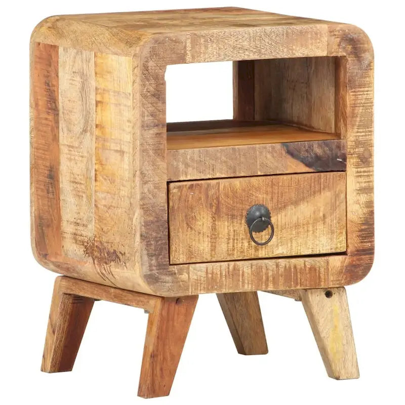 vidaXL Cabinet Nightstand Side End Table with Solid Wood Legs for Bedroom - 11.8 x 11.8 x 16.1