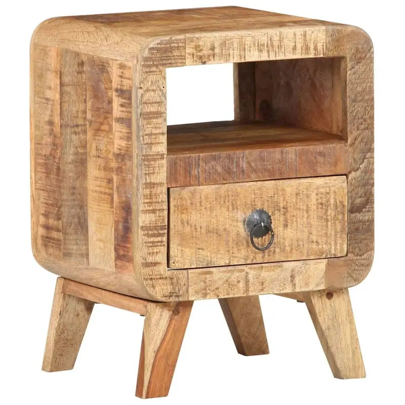 vidaXL Cabinet Nightstand Side End Table with Solid Wood Legs for Bedroom - 11.8 x 11.8 x 16.1
