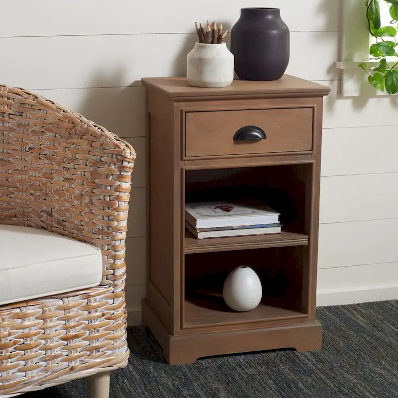 SAFAVIEH Clemie Grey Storage Side Table - 17.7 x 13.8 x 29.9 - 18Wx14Dx30H