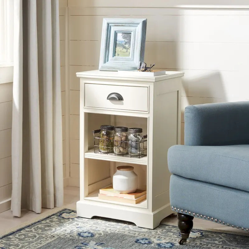SAFAVIEH Clemie Grey Storage Side Table - 17.7 x 13.8 x 29.9 - 18Wx14Dx30H