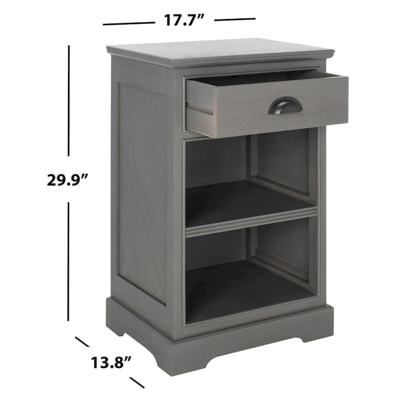 SAFAVIEH Clemie Grey Storage Side Table - 17.7 x 13.8 x 29.9 - 18Wx14Dx30H