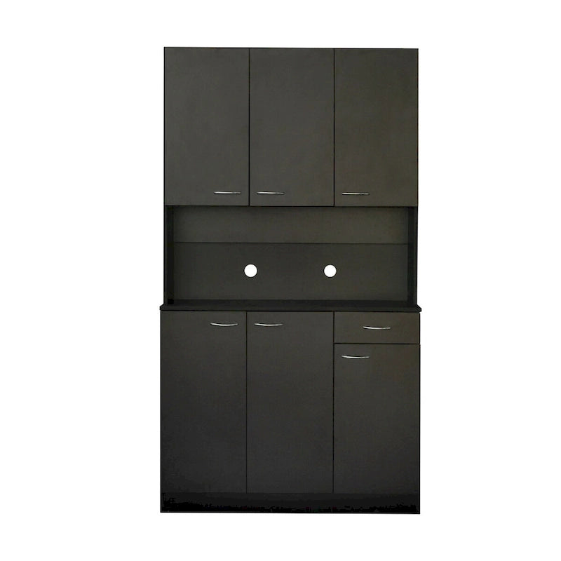Rustic Farmhouse Tall Wardrobe, Armoire with Shelves, Open Compartment and Drawer, Freestanding Storage Closet Wardrobe Cabinet