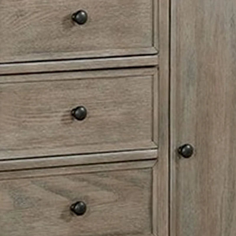 Armoire with 6 Storage Drawers and Turnip Feet, Natural Brown