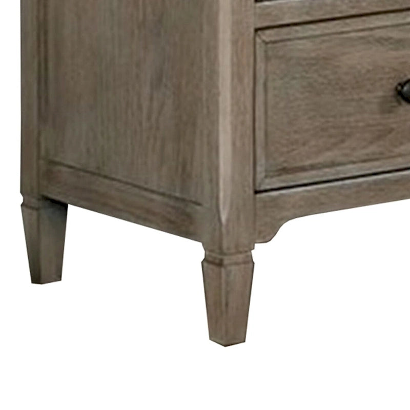 Armoire with 6 Storage Drawers and Turnip Feet, Natural Brown