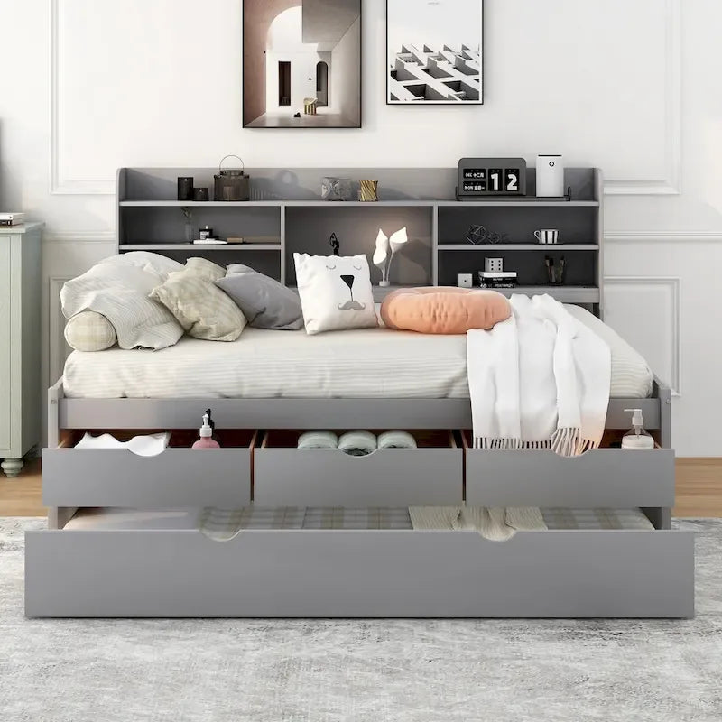 Full Size Wooden Captain Bed