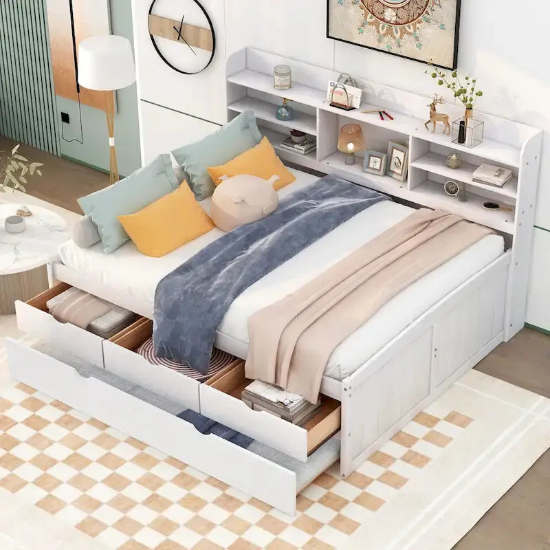 Full Size Wooden Captain Bed