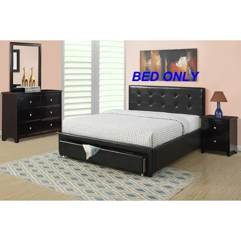 Queen Size Storage Under Bed,Bed Faux Leather upholstered