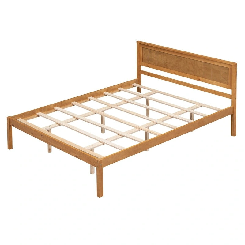 Platform Bed Frame with Headboard Wood Slat Support