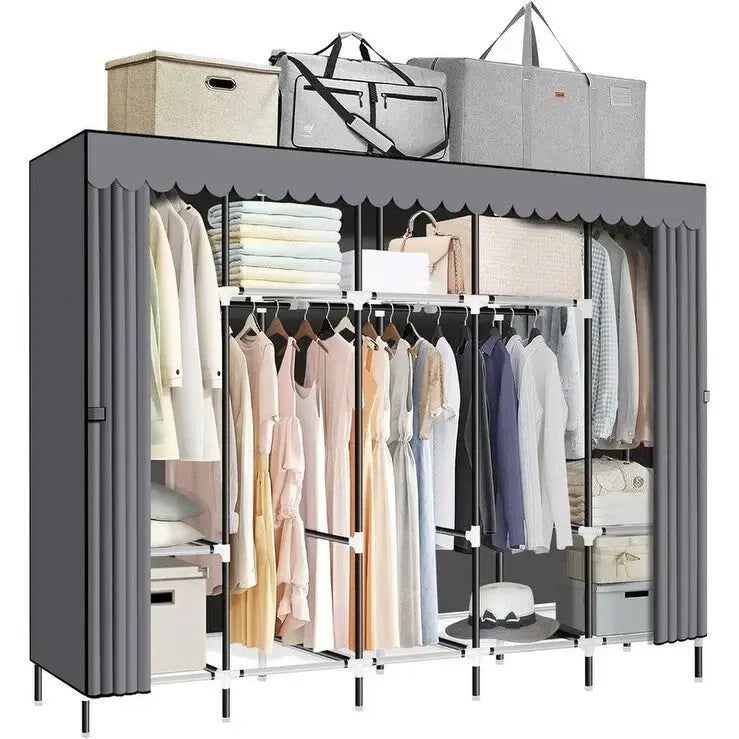 Black Portable Closets for Hanging Clothes - 82D x 17.7W x 69H