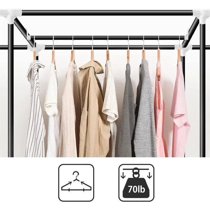 Black Portable Closets for Hanging Clothes - 82D x 17.7W x 69H