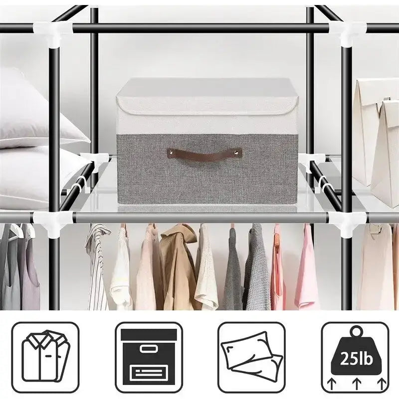 Black Portable Closets for Hanging Clothes - 82D x 17.7W x 69H
