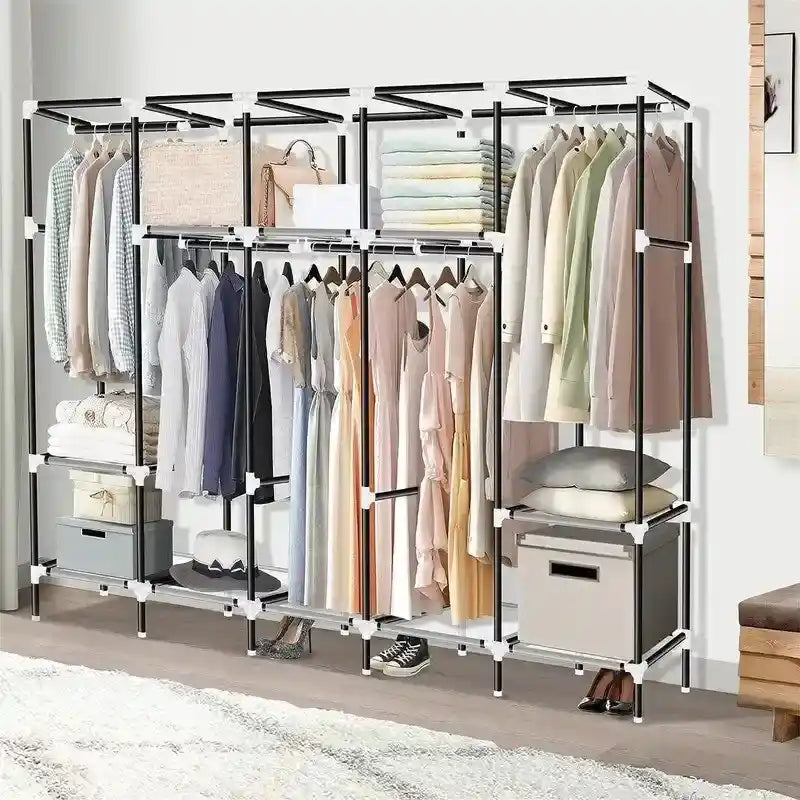 Black Portable Closets for Hanging Clothes - 82D x 17.7W x 69H