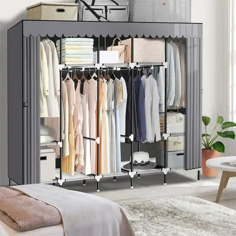 Black Portable Closets for Hanging Clothes - 82D x 17.7W x 69H