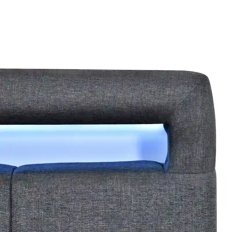 Twin Size Upholstered Platform Bed with LED Frame and 2 Drawers