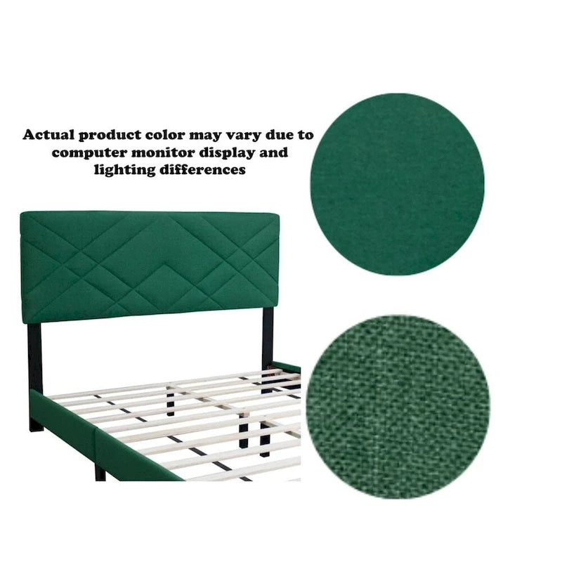 Queen Size Bed Frame with Adjustable Headboard, No Box Sping Require
